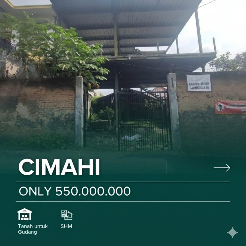 Tanah & Bangunan Cocok untuk Gudang – Lokasi Strategis di Cimahi Utara! 🔥